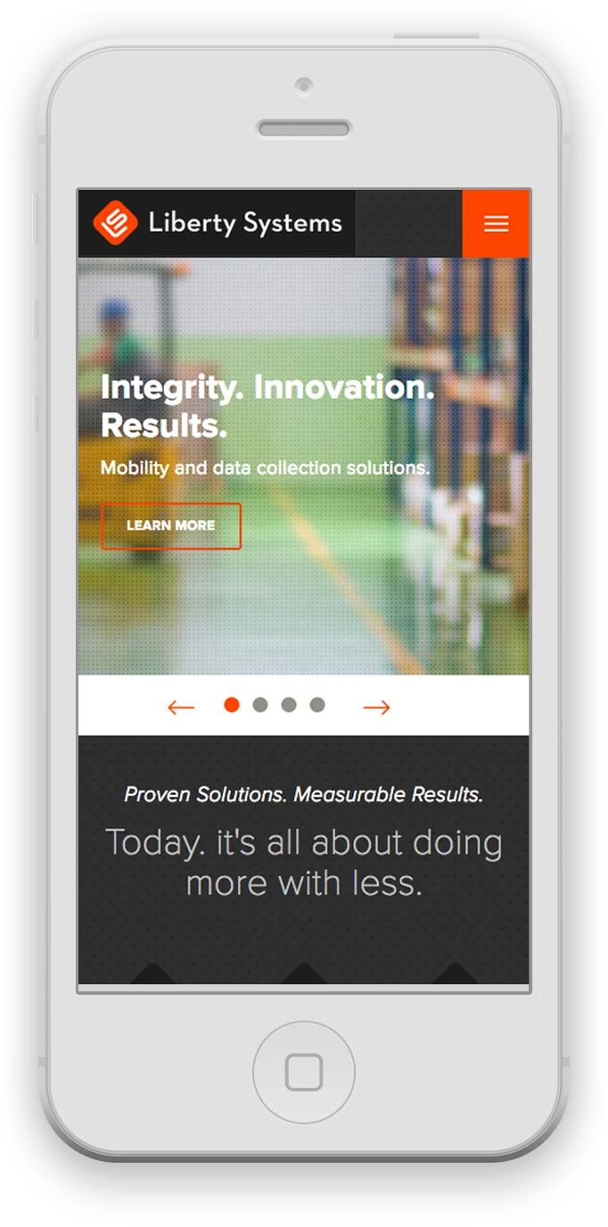 Liberty Systems site on a phone